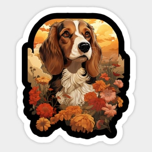 Foxhound   Dog Vintage Floral Sticker